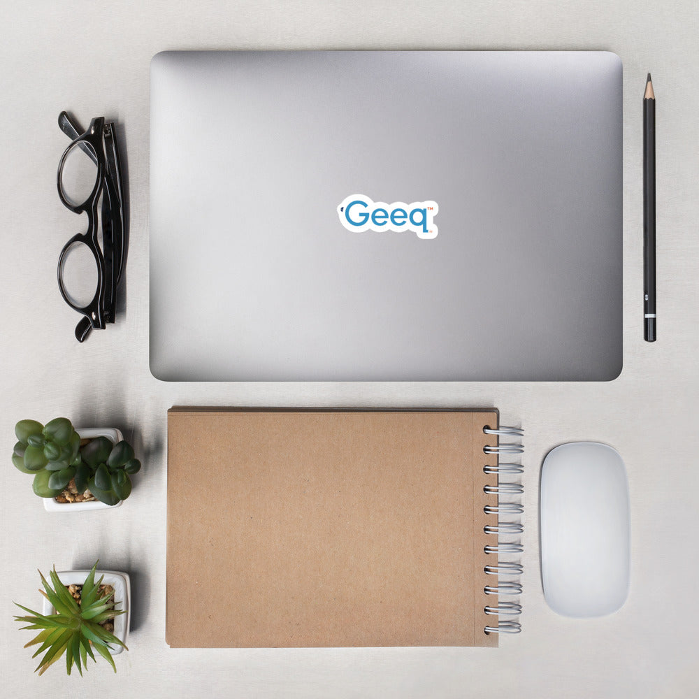 Geeq Logo Laptop Sticker Light Blue